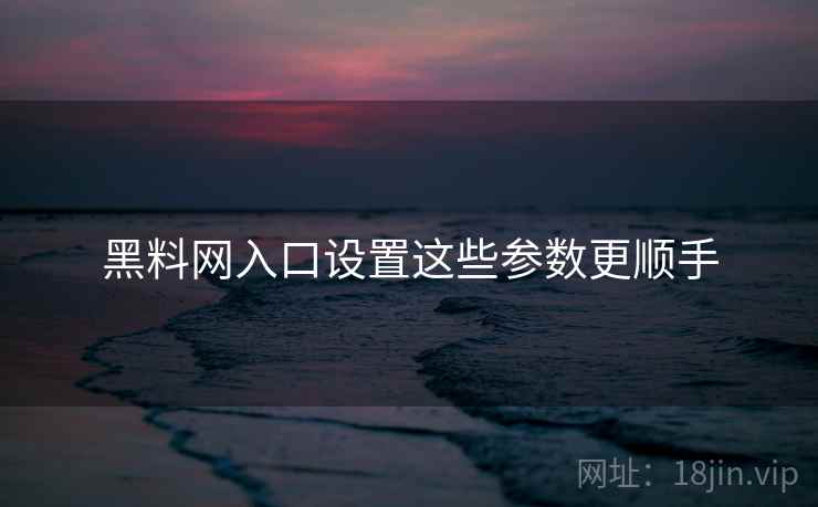 黑料网入口设置这些参数更顺手  第1张